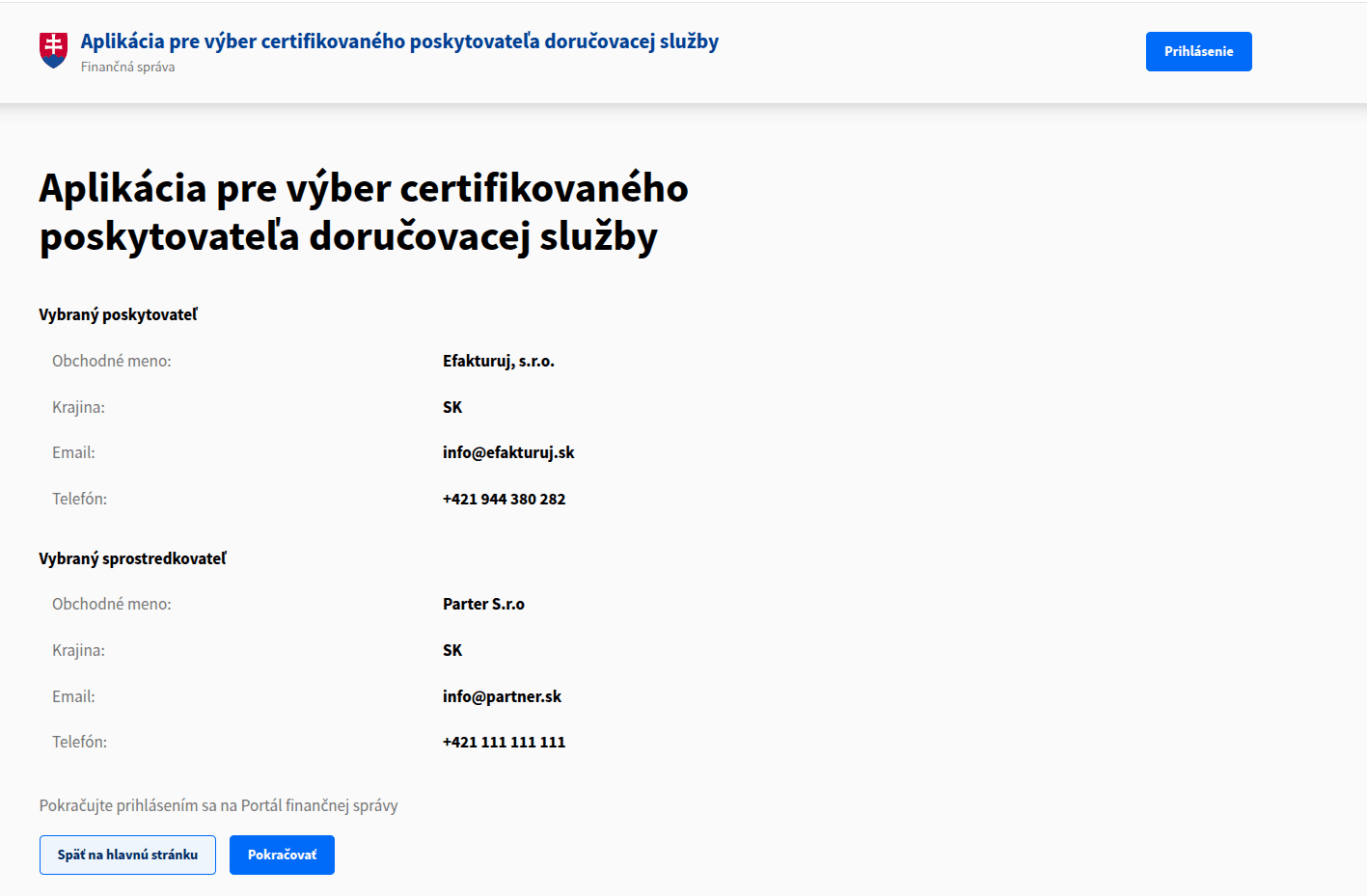 VPDS: vybraný poskytovateľ Efakturuj a vybraný sprostredkovateľ — partnerská firma
